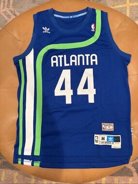 Adidas Pete Maravich #44. Men's blue jersey. Stitched jersey